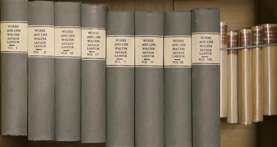 Savage, Landor, Walter - The Works and Life ..., 8 vols, 8vo, rebound paper covered boards, library stamps,